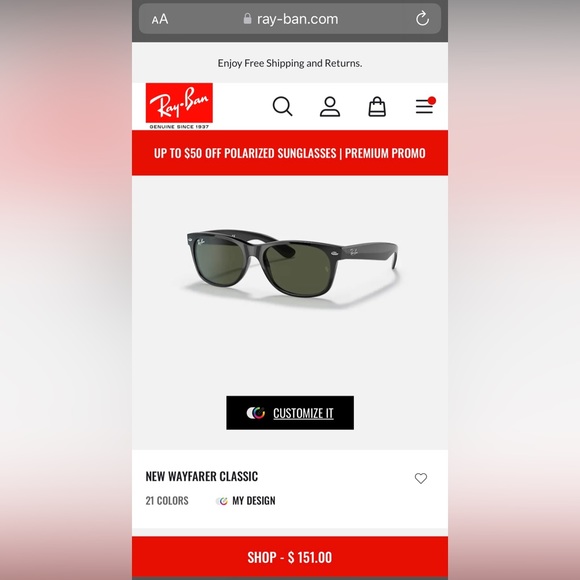 Ray Ban New Wayfarer Classic - Picture 1 of 3